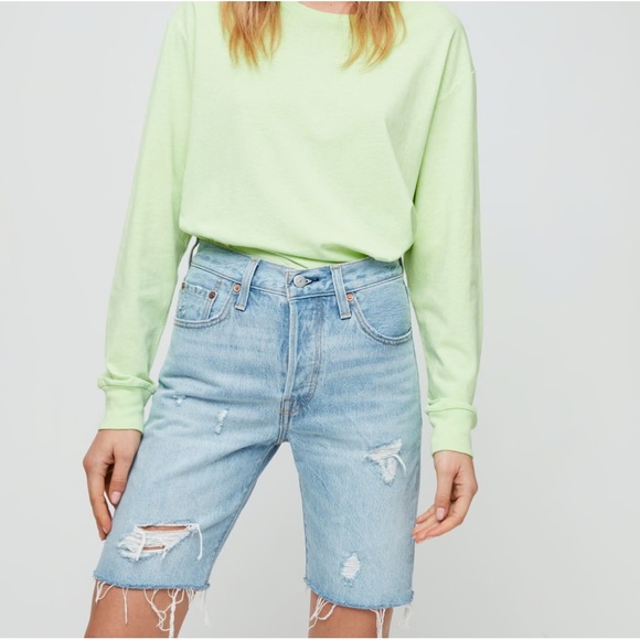 Shortened Levi’s 501 slouch denim shorts light blue - 27 - Picture 1 of 8